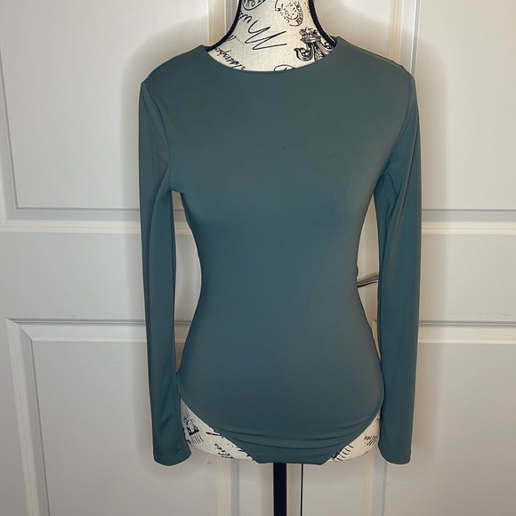 Express Tops - Express‎ Bodysuit Contour Deep Forest Green S